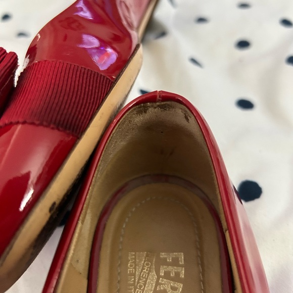 Salvatore Ferragamo cherry red bow ballet flats - Picture 7 of 8